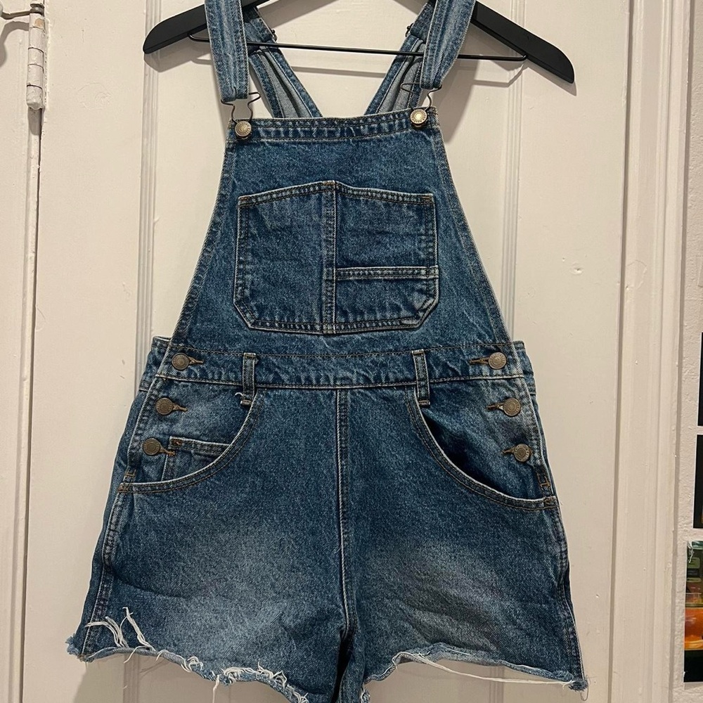 Brandy Melville dark blue overall shorts (OS)